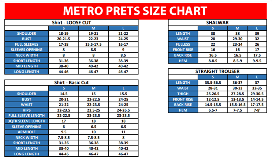 size-chart-metro-shoes-pakistan